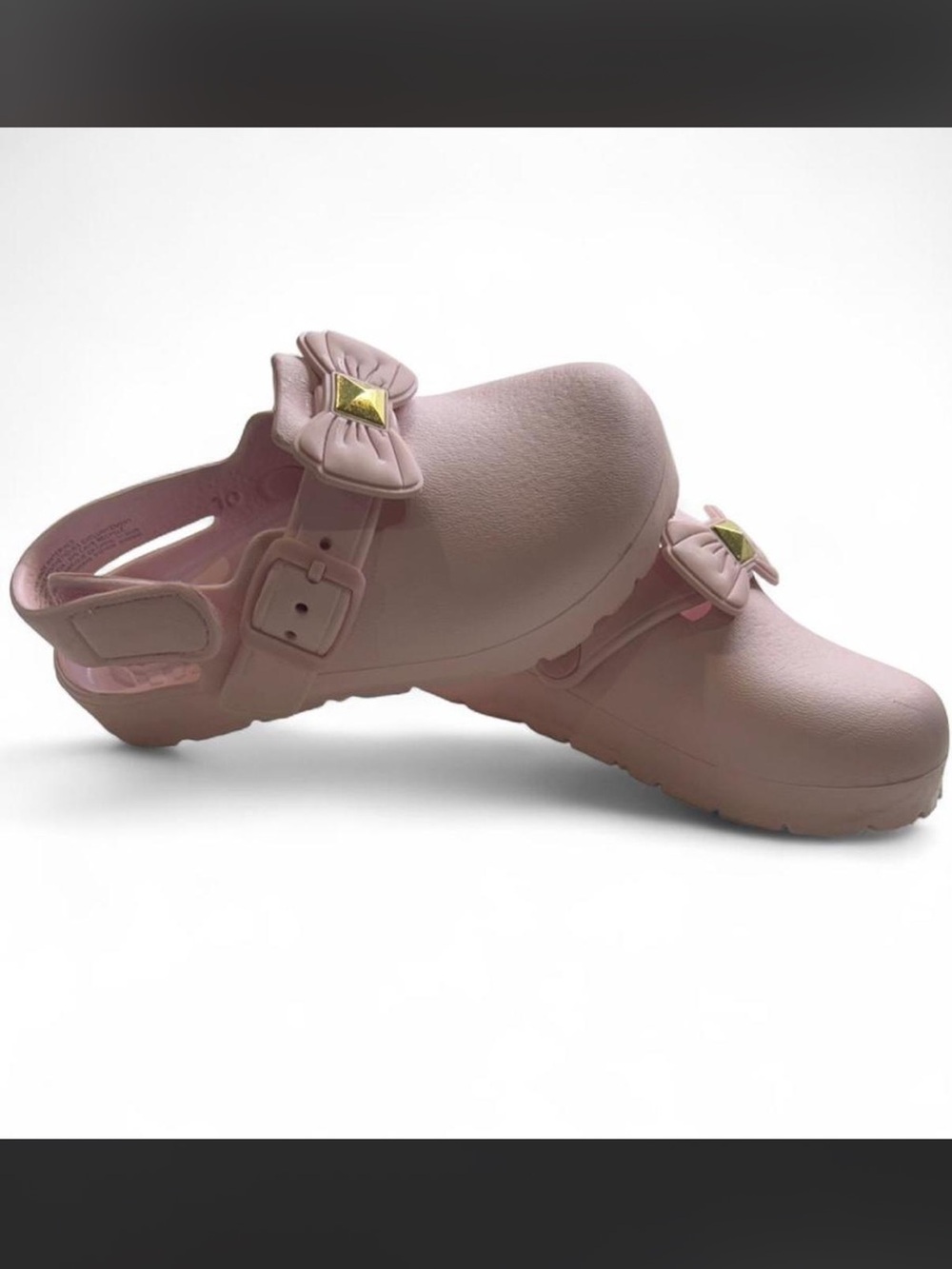 The Children's Place Pink Bow Slip-On Clogs with Gold Accent